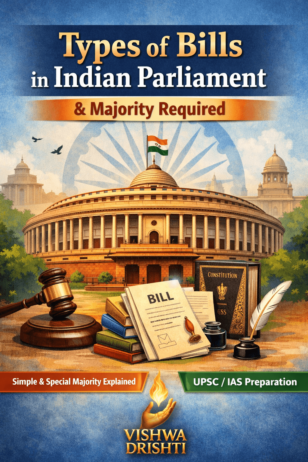 Types of Bills in Indian Parliament & Majority Required for Passing Them