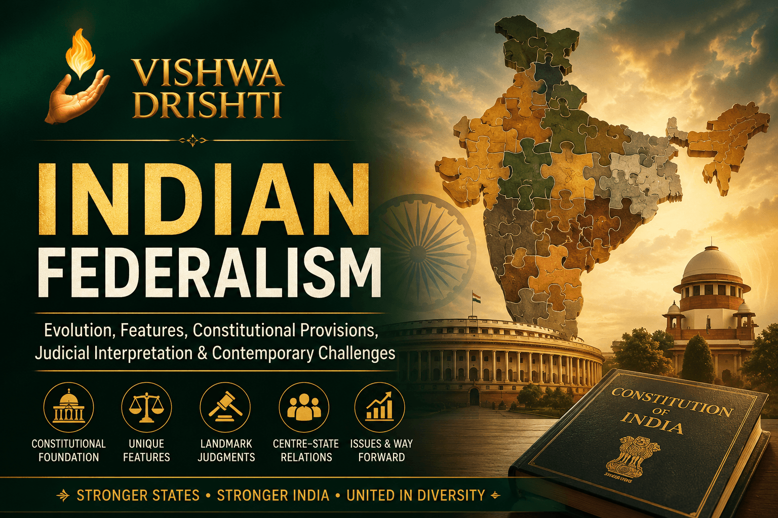 Indian Federalism: Evolution, Constitutional Foundations, Judicial Interpretation, and Contemporary Challenges